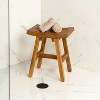 JONATHAN Y Tamlyn 15.75" Traditional Classic Slatted Solid Acacia Wood Indoor/Outdoor Shower Stool - 2 of 4