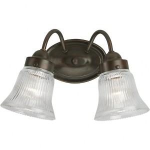 Progress Lighting, Bratenahl, 2-Light, Bath & Vanity, Antique Bronze, Fluted Glass Collection - 1 of 3