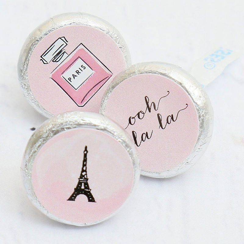 Big Dot of Happiness Paris, Ooh La La - Paris Baby Shower or Birthday Party Round Candy Sticker Favors - Labels Fits Chocolate Candy (1 sheet of 108), 3 of 7