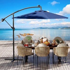 10 FT Patio Umbrella for Outdoor, Outdoor Umbrella With Push Button Tilt and Crank With Cross Base With 8 Sturdy Ribs for Deck Pool Garden Backyard - 1 of 4