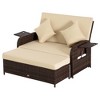 Outsunny Patio Rattan Daybed with Cushions, Wicker Outdoor Bed Lounger w/ Loveseat, Storage Ottoman, Coffee & Side Tables - 4 of 4