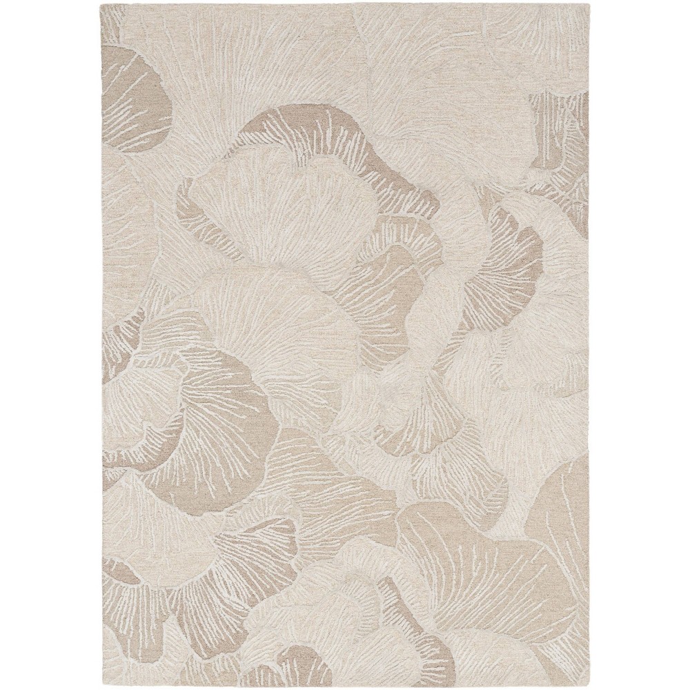 Photos - Doormat Nourison 5'3"x7'3" Avra Floral Handmade Tufted Indoor Wool Area Rug Taupe 