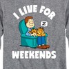 Boys' - Garfield - I Live For Weekends Long Sleeve Graphic T-Shirt - 2 of 4