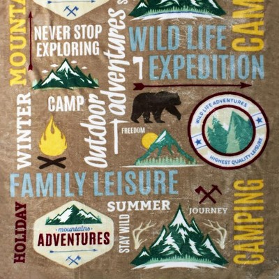 Hi Pile Camping Adventure Oversized Fleece Throw Blanket