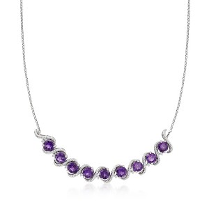 Ross-Simons 7.25 ct. t.w. Amethyst and .20 ct. t.w. Diamond Necklace in Sterling Silver Size 18 - 1 of 4