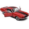 1967 Shelby GT500 Burgundy Red with Black Stripes 1/18 Diecast Model Car by Solido - 2 of 4