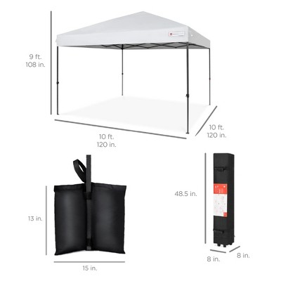 White 10x10ft Easy Setup Pop Up Canopy with Wheeled Case
