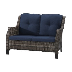 YARDSIGHT Outdoor Wicker Loveseat, 2-Seater Patio Sofa with Thick Cushions, All-Weather Rattan Couch for Garden, Porch, Balcony, Backyard - 1 of 4