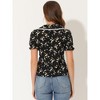 Allegra K Women's Floral Peter Pan Collar Lace Trim Ruffle Sleeve Blouses - 4 of 4