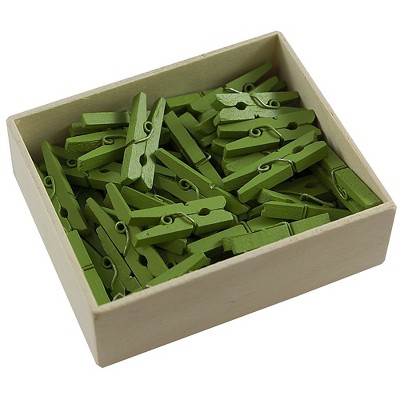 JAM Paper Wood Clip Clothespins Medium 1 1/8 Inch Green Clothes Pins 230729147