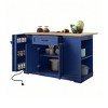 Rolling 50 inch Kitchen Island with Power Outlet Island Cart For Trash Can Cabinet For Living Room Kitchen - 2 of 4