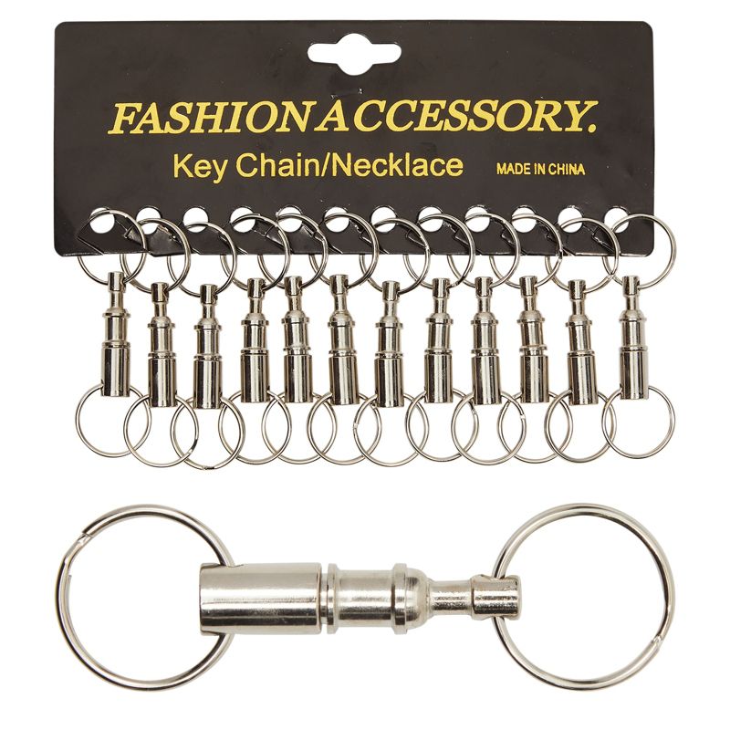 Juvale 12 Pack Quick Release & Detachable Dual Sided Pull Apart Keychain with Key Ring, Silver, 1 of 11