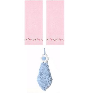 REGALWOVEN 3 Pcs Floral Soft Absorbent Hand Towel for Bathroom Kitchen - 1 of 4