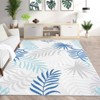 5*7 Machine-Washable Foldable Tropical Floral Rug Thin Carpet for Bathroom Living Bedroom Kitchen Non-Slip Shed-Free Fade-Resistant Summer Clean Blue - 2 of 4