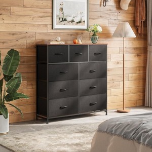 GALAXHERO Dresser 9-Drawer Fabric Storage Tower Chest for Bedroom, Hallway, Closet with Fabric Bins, Steel Frame, Wood Top, Easy Pull Handle - 1 of 1