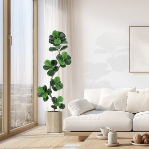 Fiddle Leaf Fig Artificial Tree with White Planter, Fake Rubber Tall Fake Floor Plant In Pot - Artificial Trees for Home Office Living Room Decor - 1 of 4