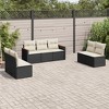 vidaXL 7 Piece Patio Sofa Set with Cushions - Black and Cream Without Table - 2 of 4