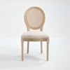 French Country Dining Chairs Set of 2 – Solid Wood Frame, Upholstered Seat with Natural Rattan Round Back, Carved Details & Brushed Finish-- Frevyn - 3 of 4