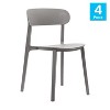 Flash Furniture Dover Set of 4 Indoor-Outdoor Stacking Patio Chairs with Curved Backrests, Commercial All-Weather Resin Chairs - 2 of 4