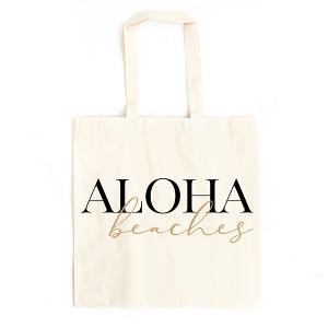 City Creek Prints Aloha Beaches  Canvas Tote Bag - 15x16 - Natural - 1 of 2