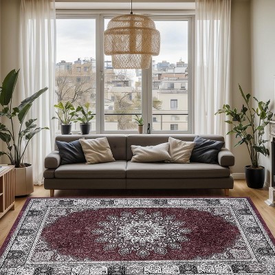 Washable Area Rug Rugs, Vintage Area Rug for Bedroom, Distressed Traditional Rugs, Foldable Thin Mat, Large Indoor Area Rugs