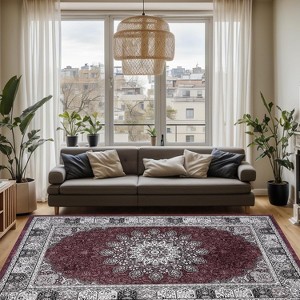Washable Area Rug Rugs, Vintage Area Rug for Bedroom, Distressed Traditional Rugs, Foldable Thin Mat, Large Indoor Area Rugs - 1 of 4