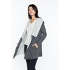 JENNIE LIU Women's 100% Pure Cashmere Long Sleeve 2-tone Double Face Cascade Open Cardigan Sweater - 3 of 3