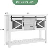 Homhougo Farmhouse Console Table with Sliding Barn Doors, 46" Narrow Sofa Table with Storage Shelves for Entryway or Living Room, White - 3 of 4