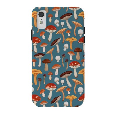 Avenie Mushrooms In Teal Pattern Tough iPhone XR Case - Society6