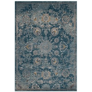 Modway Cynara Distressed Floral PersianMedallion 5x8 Area Rug - Silver Blue, Teal and Beige,  Gripping Rubber Underside ,  Medallion Area Rug - 1 of 4