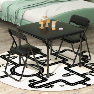 TackView Table and Chairs Set of 3, Portable Table and Chair with Pu Soft Cushion, Suitable for Boys and Girls  Eating, Reading and Playing - 1 of 4