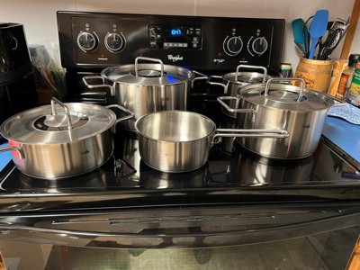 Fissler Pure Collection Stainless Steel 9 Piece Cookware Set With Metal Lids  : Target