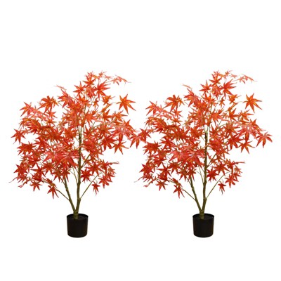 2-pack artificial trees, artificial maple trees, realistic shape, no maintenance, suitable for autumn theme decoration, party decoration