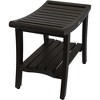 HomeRoots 24" Dark Brown Freestanding Teak Shower Bench With Shelf And Handles - 4 of 4