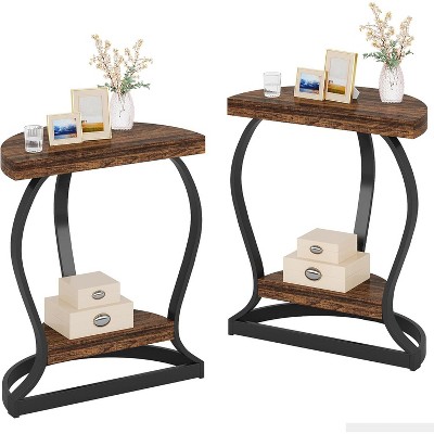 Tribesigns Half-Moon Accent Table, 2-Tier Semi Circle Sofa Side Table