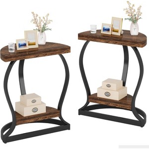Tribesigns Half-Moon Accent Table, 2-Tier Semi Circle Sofa Side Table - 1 of 4