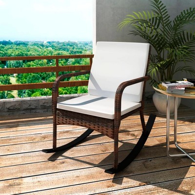 vidaXL Outdoor Rocking Chair Brown Poly Rattan