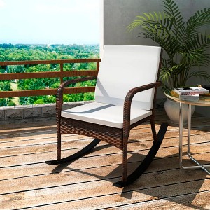 vidaXL Outdoor Rocking Chair Brown Poly Rattan - 1 of 4