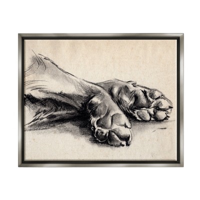 Stupell Industries Dog Paw Charcoal Design Minimal Tan Black