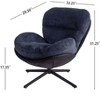 VYNXARIA 360 Swivel Office Chair,Modern Chenille Chair with Faux Leather and Black Metal Base Frame,No Wheels,Accent Chair for Small Spaces,Dark Blue - 4 of 4