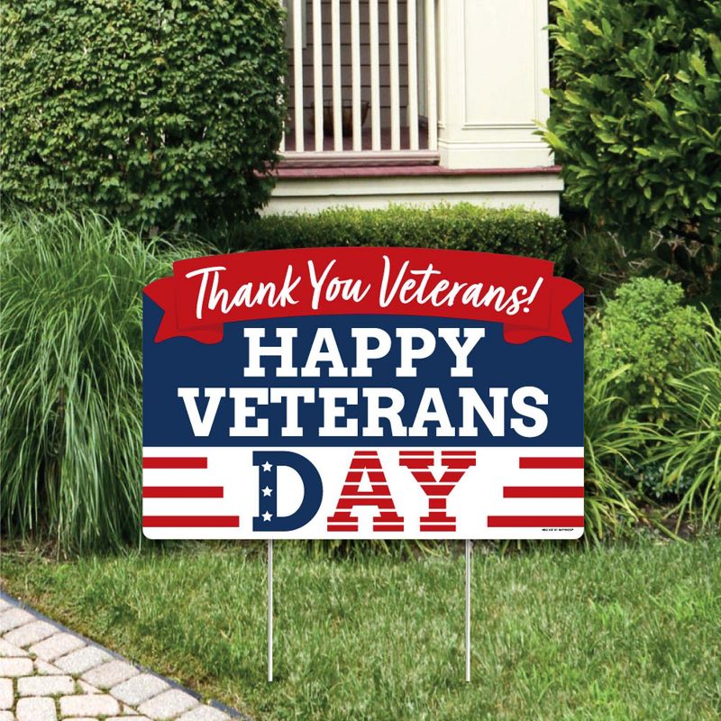 Big Dot of Happiness Happy Veterans Day - Patriotic Yard Sign Lawn Decorations - Thank You Veterans Party Yardy Sign, 1 of 9
