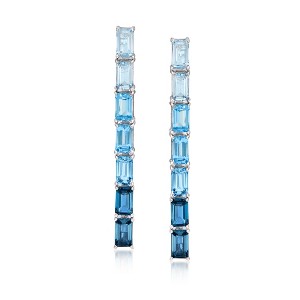 Ross-Simons 4.00 ct. t.w. Sky, Swiss and London Blue Topaz Ombre Drop Earrings in Sterling Silver - 1 of 4