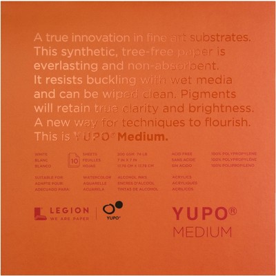 Yupo Medium Pads 7"X7" 10 Sheets/Pkg-White 74lb