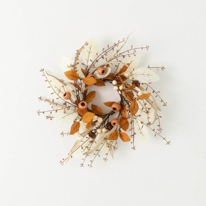 Sullivans Artificial Fall Mixed Foliage Accent Ring Brown-Cream - 1 of 4