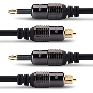 FosPower [2-Pack] 24K Gold-Plated Toslink to Mini Toslink Cable - 3FT, S/PDIF Digital Optical Audio Cable, Premium Fiber Core Optical Cable - 1 of 4