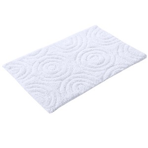 Knightsbridge Beautiful Circle Design Premium Quality Year Round Cotton With Non-Skid Back Bath Rug, White - 1 of 4