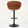 Mid-Century Modern PU Leather Bar Stool with Adjustable Height, 360¡ã Swivel, Ergonomic Back, and 17.7" Base for Kitchen Island, Counter, or Bar - 2 of 4