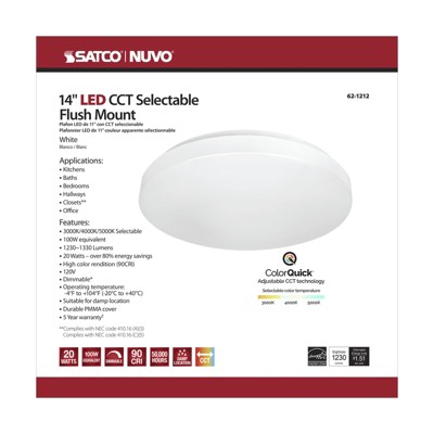 Satco Nuvo 15.75 In. H X 3.74 In. W X 15.75 In. L White Led Ceiling ...