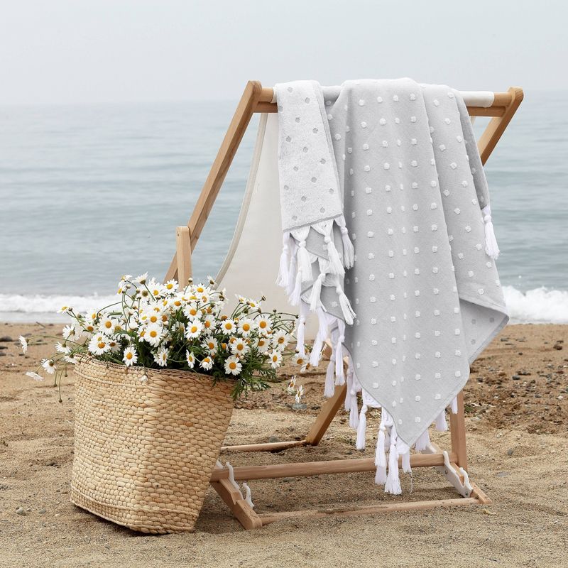 2pc Turkish Cotton Ephesus Pestemal Beach Towel Polka Dot Stone - Linum Home Textiles, 4 of 6