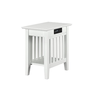 AFI Furnishings Mission Chair Side Table with Charger Station in White